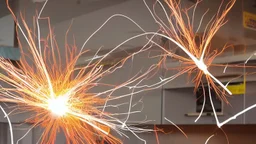 electrical sparks in the science lab