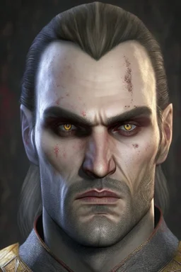 Portrait of Emhyr, from the Witcher 3 videogames, with black eyes and no beard