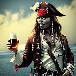 Captain Jack Sparrow Cheering with a beer in his hand