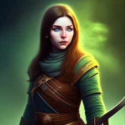 Halfling, woman, adventurer, green eyes, magic, Lilith, smooth, dagger, bard