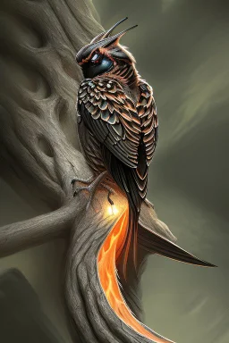 nocturnal fire bird, beautiful, artistic, detailed, photorealistic