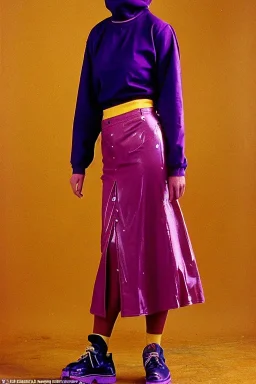 year 1996 fashion. Straight skirt, low waist. Combat hoodie with long tippet, which continues to the hood. Colors: denim blue, blue, purple, cream, khaki, "pastel green", lilac, plum, orange, terracotta, red, light yellow, pink, dark blue, beige. Latex in small part. Sturnus vulgaris pattern prints.. bridget jones and jennifer lopez. Hoodie.