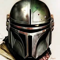 photorealistic the mandalorian helmet, illustration by <agnes cecile> <Yoji Shinkawa>, natural tones, ornate and intricate detail , soft smooth lighting, soft colors,