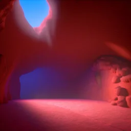 Cave in a desert mountain, hyper realistic, photography, rays, amazing lighting