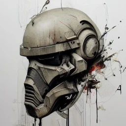 photorealistic death trooper helmet with weathered painting , illustration on coarse canvas by <agnes cecile> and <Yoji Shinkawa>, ornate and intricate details , soft smooth lighting, ultra detailed concept art,