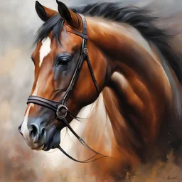 ((best quality)), ((masterpiece)), ((realistic,digital art)), (hyper detailed), Willem Haenraets style portrait of a wild Horse head, rule of thirds, painted by Willem Haenraets, vivid coloring