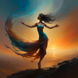 high quality, 8K Ultra HD, Envision a canvas where a beautiful woman, a personification of strength and grace, stands amidst a surreal landscape, She is not bound by earthly conventions, instead, her form seems to emerge organically from the vibrant energy of the surroundings, Her silhouette is an elegant dance of flowing lines, an ethereal embodiment of the creative spirit, The woman's attire is a blend of nature and fantasy—a gown made of intertwining vines and delicate blossoms, As she moves,