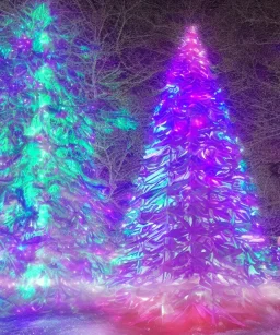 Futuristic christmas tree In the astral plane blue purple