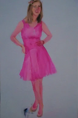 Full body portrait, painting, medium shot lady style of Pretty in Pink