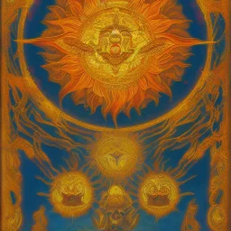 sun AUM depicted drawn with pattern radiating golden bright