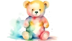 דובי חמוד יושב בצבעי מים