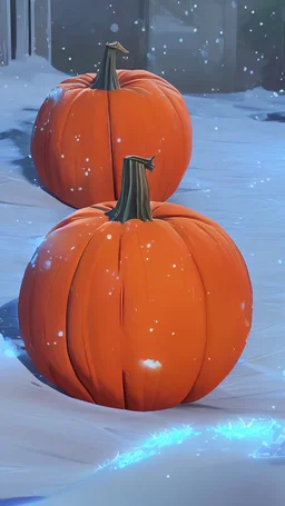 Pumpkin with snow , Merry-x-mas decoration