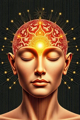the human face and mind of the code. meditation, Front view