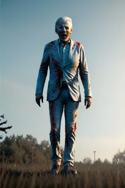 Ultra realistic image, joe biden zombie, zombie performance, blood, torn arm, night, walking twisted, waist up view, walking dead style, dark ambient, highly detailed, White House background, concept art, unreal engine 5, god rays, ray tracing, RTX, lumen lighting, ultra detail, volumetric lighting, 3d, finely drawn, high definition, high resolution.