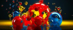 a high definition IMAGE detailing DEAD BUBBLES, PRIMARY COLORS, VIVID, VRAY