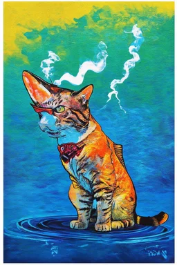 smoking shark cat fish in the style of warhol