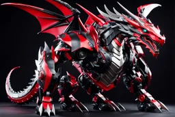 big dragon robot with black and red color schemes, in the style of fairy academia, hard-edge style, agfa vista, dynamic pose, oshare kei, hurufiyya, rtx, close picture, intricate details, highly detailed, high details, detailed portrait, masterpiece,ultra detailed, ultra quality