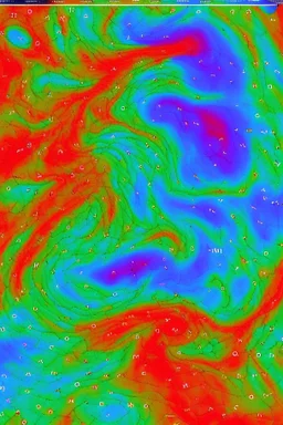 Vorticity map, partial derivatives equation, turbulence