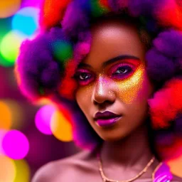 full body shot, masterpiece, best quality, family of three, dark skinned, sparkling eyes, fluorescent skin, colorful makeup, afro, highly detailed body, afrofuturism, scifi, sun light, 4K, RAW, depth of field, high contrast, realistic details, 24mm