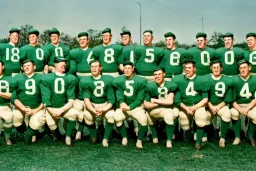 Boston Shamrocks Football team, vintage, hyper-realistic, in color, 1950s football