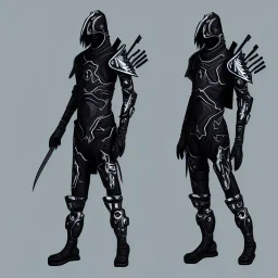 cyber ninja, black metal armor, futuristic suit, imperious, 8k resolution concept art