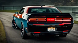 Dodge Challenger Super Car , desktop wallpaper, 4K, Cinematic, rear view