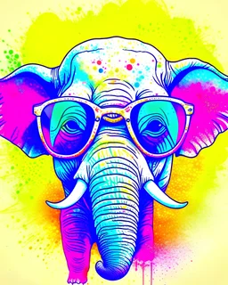 A detailed illustration a head of elephant wearing trendy sunglasses, t-shirt design, splash, t-shirt design, in the style of Studio Ghibli, pastel tetradic colors, 3D vector art, cute and quirky, fantasy art, watercolor effect, bokeh, Adobe Illustrator, hand-drawn, digital painting, low-poly, soft lighting, bird's-eye view, isometric style, retro aesthetic, focused on the character, 4K resolution, photorealistic rendering, using Cinema 4D