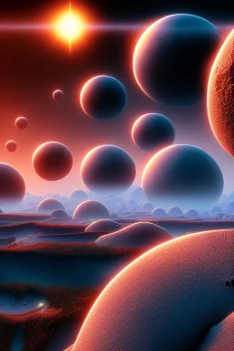 alien WORLDS, 8k, finely detailed, photo realistic.