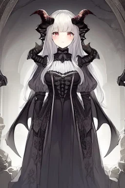 a young gothic demon girl with horns