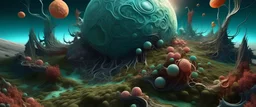 Landschaft in der 7. Dimension eines Planeten mit Gehirnwürmern