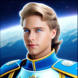 prince galactique beau fin, profil de trois quart, grand front cosmique, peau bleu cristalline, yeux bleu réel, cheveux blond et rose étoilé, armure sur le corps, collier de grand prince, lèvres souriante, très jolie sourire, fond de galaxie. 4k prince galactique beau fin, profil de trois quart, grand front cosmique, peau bleu cristalline, yeux bleu réel, cheveux blond et rose étoilé, armure sur le corps, collier de grand prince, lèvres souriante, très jolie sourire, fond de galaxie. 4