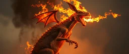 portrait of wild fire breathing dragon kangaroo above byzantes