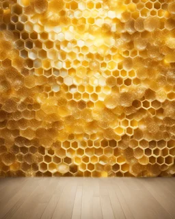 virtual photo wallpaper with honeycombs, beautiful yellow background, false windows and pseudo-lights