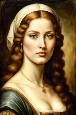 Retrato de una hermosa mujer, obra se arte, calidad Ultra, estilo Leonardo Da Vinci