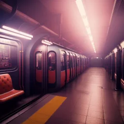 Subway metro in monster unreal 5, octane render, cinema4d, redshift render, hyper realistic, cenematic, vibrancy, synthwave, retouch, centered, dynamic lighting, dramatic lighting, 4k, highly detailed, attractive beautiful, realistic, virtual reality, epic composition, holographic,