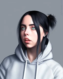 Billie Eilish, sitting on a chair, Black Short Dress, high detail, realistic