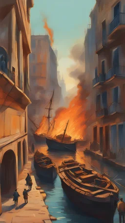 BURNING SHIPS IN THE PORT