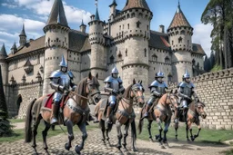 mounted knights in front of the wizard castle