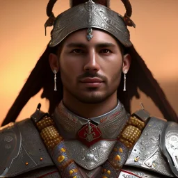 portrait of a warrior with turk man themed armour, extremely detailed, UHD, 8k,The close-up camera effect,sharp focus, perfect position,hyperphotorealistic, unreal engine 5, octane render