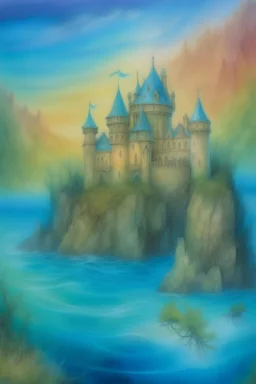 Drowing castle under the sea pastel