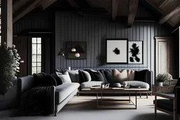 detail image of an livingroom. modern luxury farmhouse style. dark wood