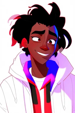 Spiderman into the spider verse tarzı erkek karakter kıvırcık ve beyaz
