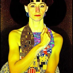 retrato de mujer bella con estilo de Gustav Klimt