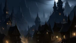 Ebonspire Ebonspire, a shadowy town nestled at the base of the Sable Peaks, pierces the night with its dark, towering spires that seem to drink in the moonlight, casting an eerie glow on the cobblestone streets below.