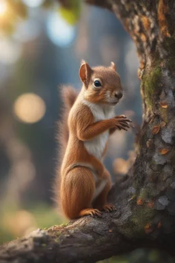 portrait of squirrel elf in castle tree, bokeh like f/0.8, tilt-shift lens 8k, high detail, smooth render, down-light, unreal engine, prize winning