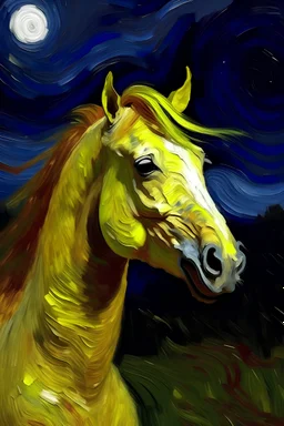 Um cavalo sorridente do Van Gogh
