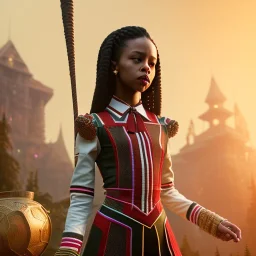 Full body, 3d render,kente scene, Jenna Ortega, Wednesday addams 1800's women style, 1800's hair style, 1800's women clothes style, hyper realistic, octane render, unreal engine 5, 8k, palace background, uhd