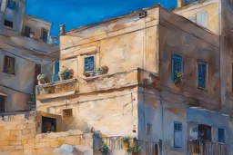 Paint with oil paint, house in Malta, colour, extra ordinary details