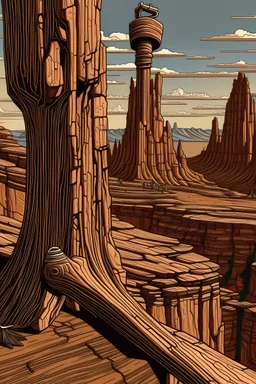 Thor’s Hammer at Bryce Canyon National Park in the style of a wood carving