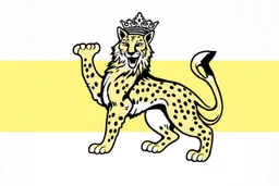 a bobcat in a royal lion position like on flags or crests, vector